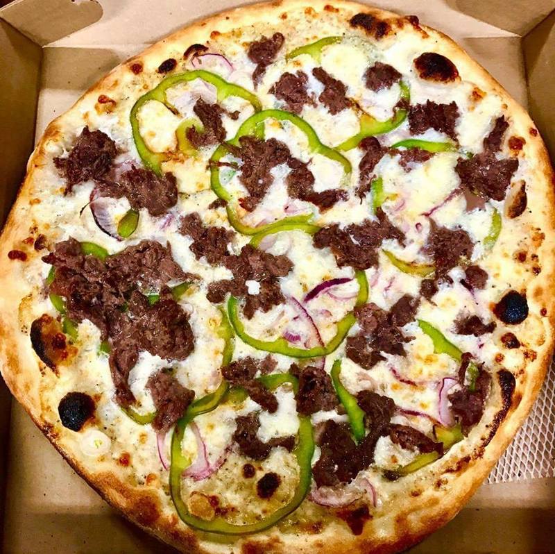 philly steak and cheese pizza